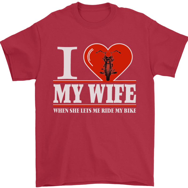 I Heart My Wife Motorbike Biker Motorcycle Mens T-Shirt Cotton Gildan Red