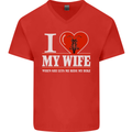 I Heart My Wife Motorbike Biker Motorcycle Mens V-Neck Cotton T-Shirt Red