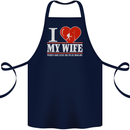 I Heart My Wife Rugby Player Funny Union Cotton Apron 100% Organic Navy Blue