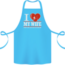 I Heart My Wife Rugby Player Funny Union Cotton Apron 100% Organic Turquoise