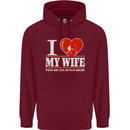 I Heart My Wife Rugby Player Funny Union Mens 80% Cotton Hoodie Maroon