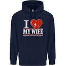 I Heart My Wife Rugby Player Funny Union Mens 80% Cotton Hoodie Navy Blue