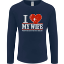 I Heart My Wife Rugby Player Funny Union Mens Long Sleeve T-Shirt Navy Blue