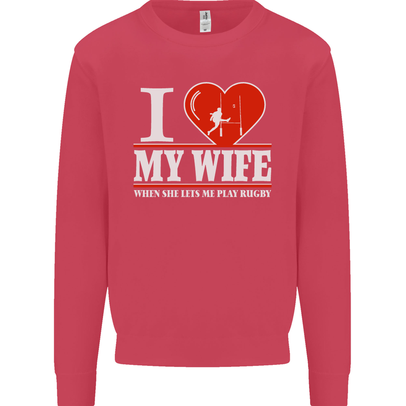 I Heart My Wife Rugby Player Funny Union Mens Sweatshirt Jumper Heliconia