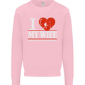 I Heart My Wife Rugby Player Funny Union Mens Sweatshirt Jumper Light Pink