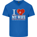 I Heart My Wife Rugby Player Funny Union Mens V-Neck Cotton T-Shirt Royal Blue