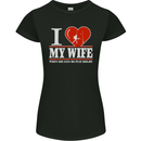 I Heart My Wife Rugby Player Funny Union Womens Petite Cut T-Shirt Black