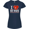 I Heart My Wife Rugby Player Funny Union Womens Petite Cut T-Shirt Navy Blue