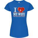 I Heart My Wife Rugby Player Funny Union Womens Petite Cut T-Shirt Royal Blue