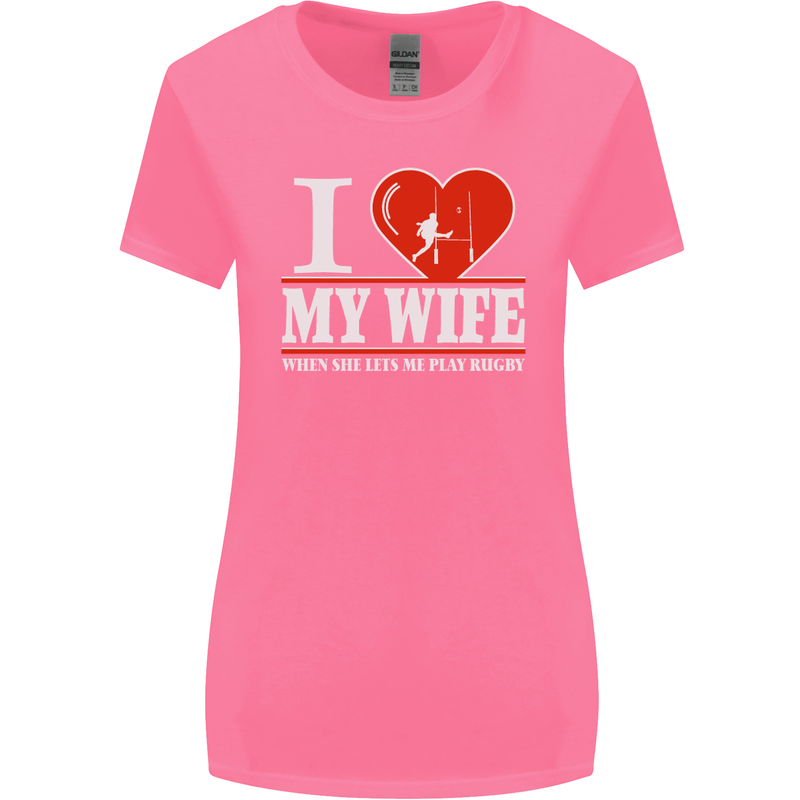 I Heart My Wife Rugby Player Funny Union Womens Wider Cut T-Shirt Azalea