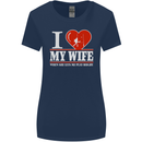 I Heart My Wife Rugby Player Funny Union Womens Wider Cut T-Shirt Navy Blue