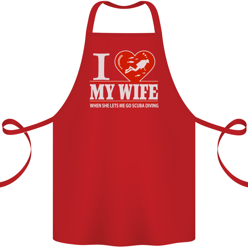 I Heart My Wife Scuba Diving Diver Dive Cotton Apron 100% Organic Red