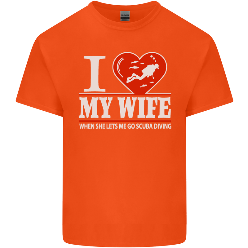 I Heart My Wife Scuba Diving Diver Dive Mens Cotton T-Shirt Tee Top Orange