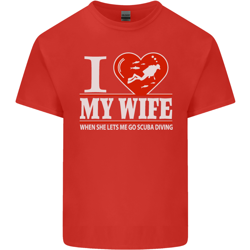 I Heart My Wife Scuba Diving Diver Dive Mens Cotton T-Shirt Tee Top Red