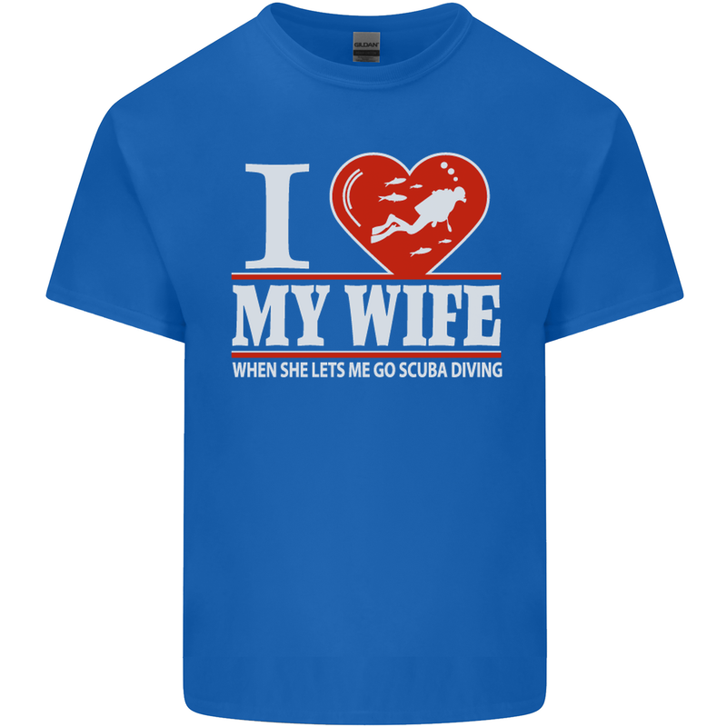 I Heart My Wife Scuba Diving Diver Dive Mens Cotton T-Shirt Tee Top Royal Blue
