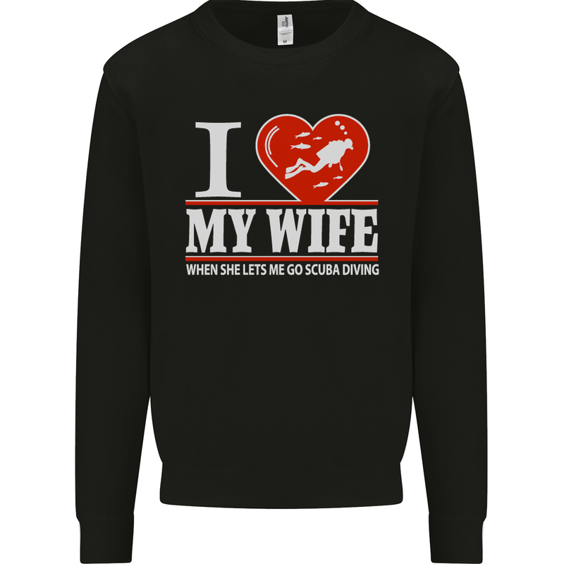 I Heart My Wife Scuba Diving Diver Dive Mens Sweatshirt Jumper Black