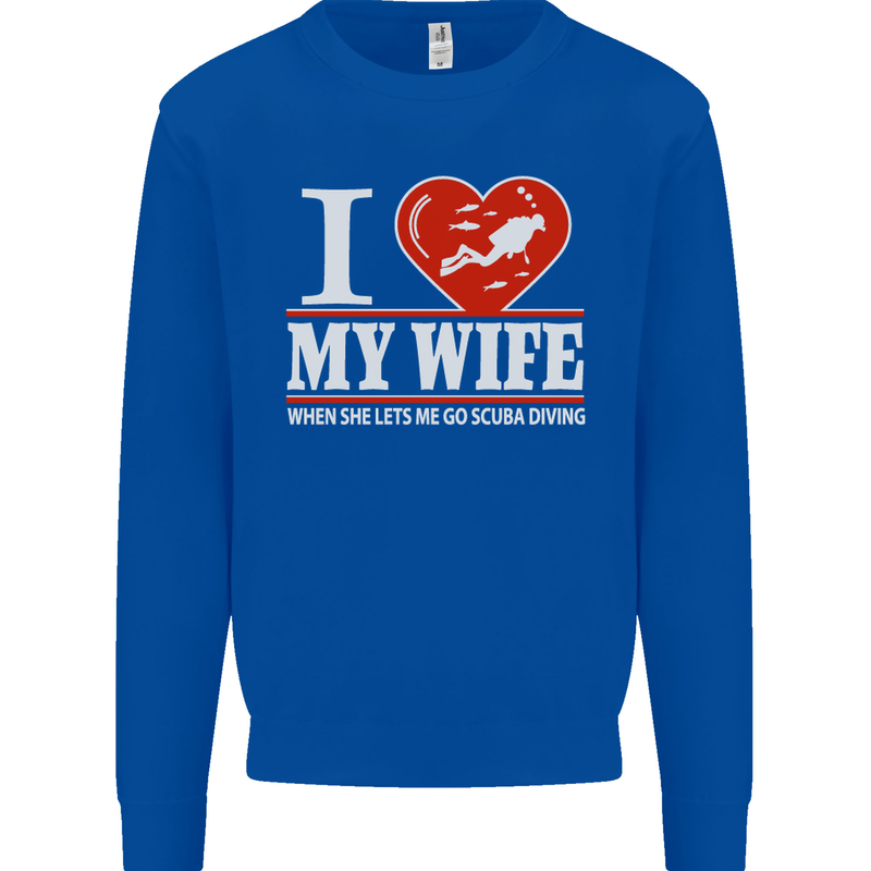 I Heart My Wife Scuba Diving Diver Dive Mens Sweatshirt Jumper Royal Blue