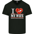 I Heart My Wife Scuba Diving Diver Dive Mens V-Neck Cotton T-Shirt Black