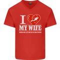 I Heart My Wife Scuba Diving Diver Dive Mens V-Neck Cotton T-Shirt Red