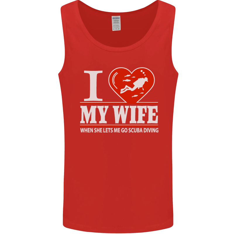 I Heart My Wife Scuba Diving Diver Dive Mens Vest Tank Top Red