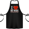 I Heart My Wife She Did Buy Me This Funny Cotton Apron 100% Organic Black