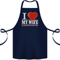 I Heart My Wife She Did Buy Me This Funny Cotton Apron 100% Organic Navy Blue