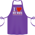 I Heart My Wife She Did Buy Me This Funny Cotton Apron 100% Organic Purple