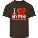 I Heart My Wife She Did Buy Me This Funny Mens Cotton T-Shirt Tee Top Dark Chocolate