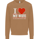 I Heart My Wife She Did Buy Me This Funny Mens Sweatshirt Jumper Caramel Latte