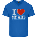 I Heart My Wife She Did Buy Me This Funny Mens V-Neck Cotton T-Shirt Royal Blue
