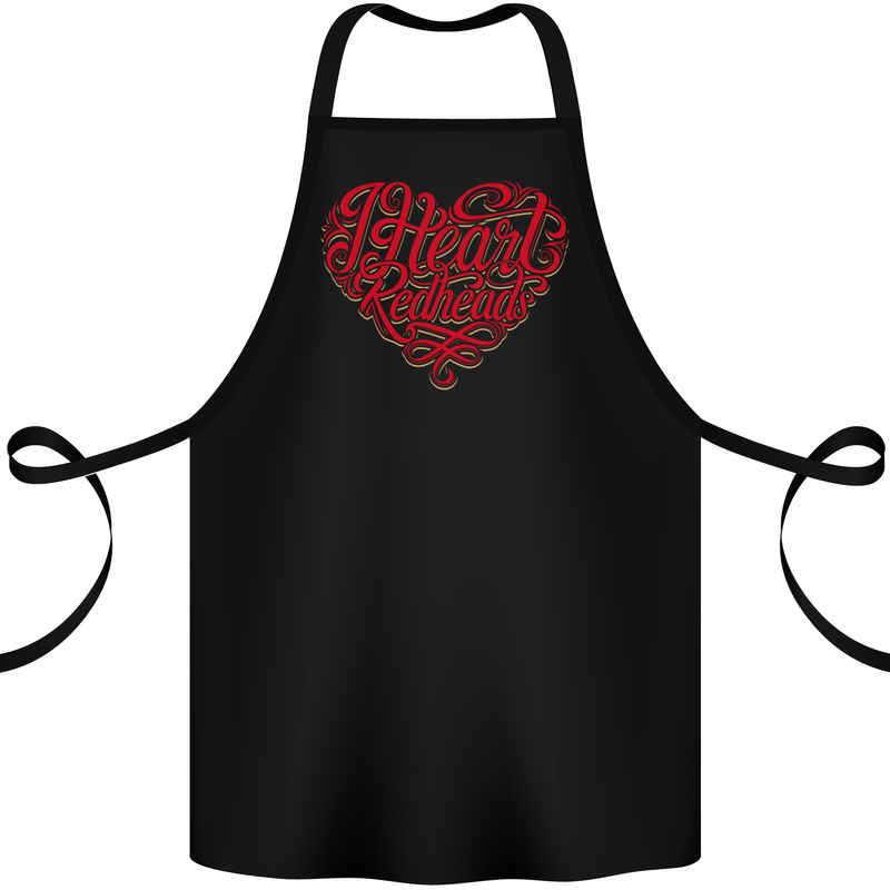 I Heart Red Heads Ginger Hair Funny Cotton Apron 100% Organic Black