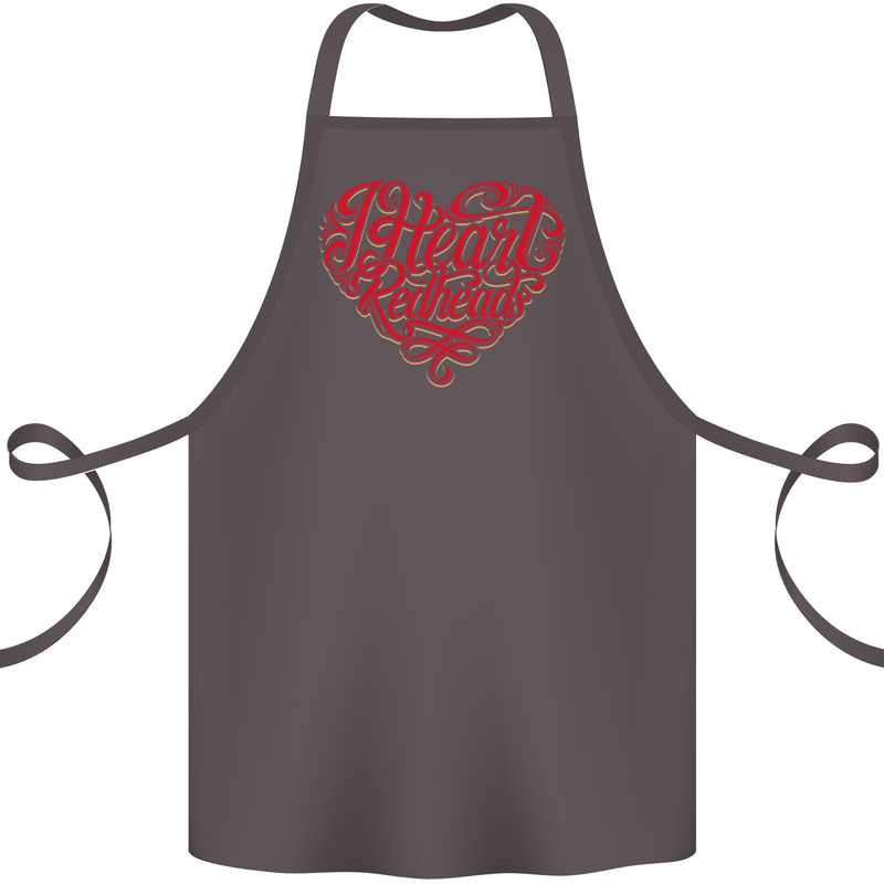 I Heart Red Heads Ginger Hair Funny Cotton Apron 100% Organic Dark Grey