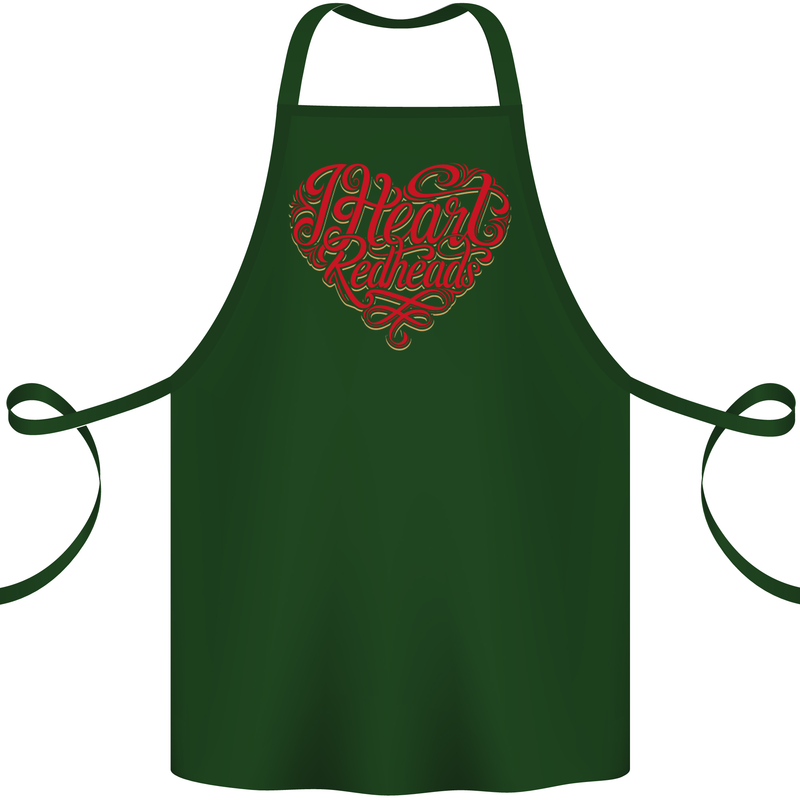 I Heart Red Heads Ginger Hair Funny Cotton Apron 100% Organic Forest Green