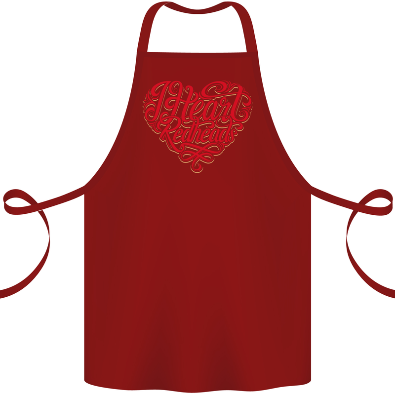 I Heart Red Heads Ginger Hair Funny Cotton Apron 100% Organic Maroon