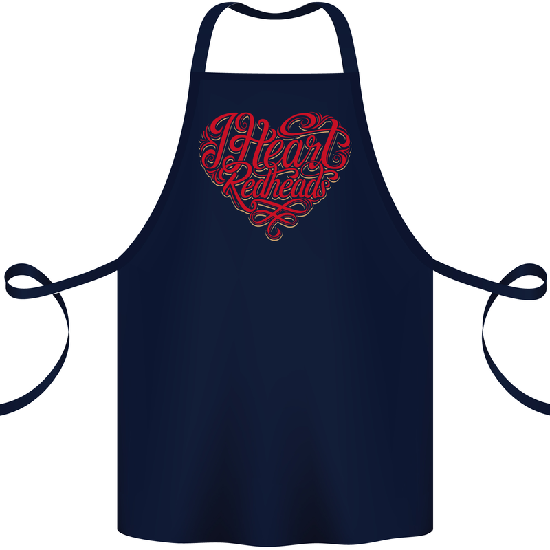 I Heart Red Heads Ginger Hair Funny Cotton Apron 100% Organic Navy Blue