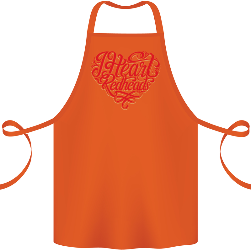 I Heart Red Heads Ginger Hair Funny Cotton Apron 100% Organic Orange