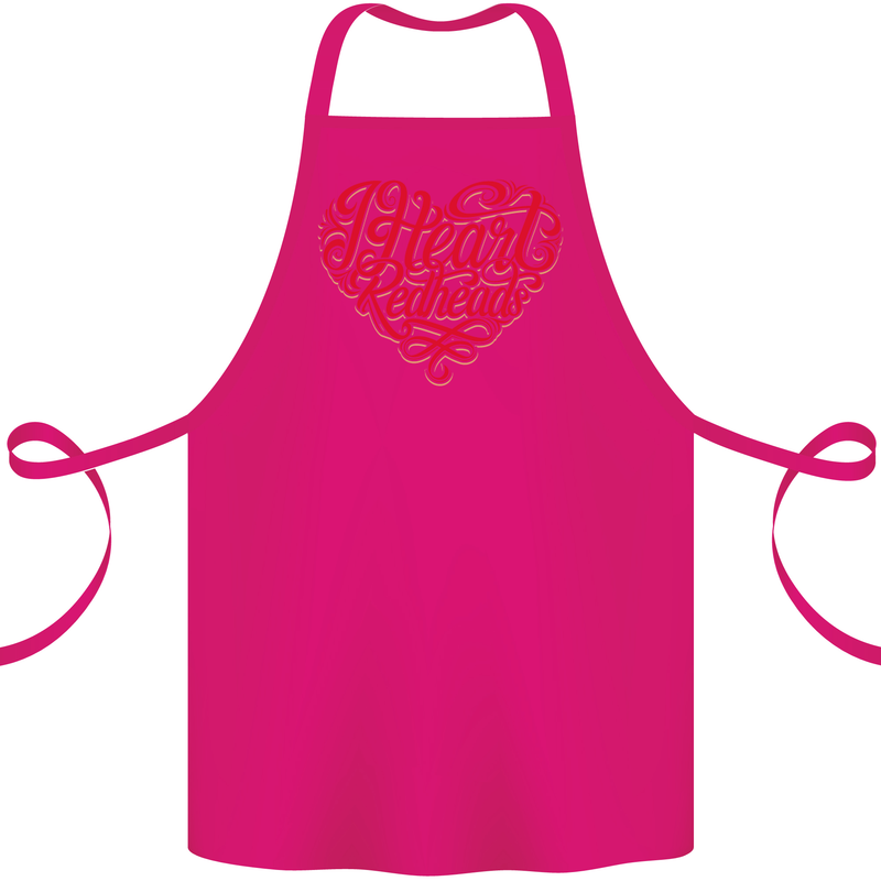 I Heart Red Heads Ginger Hair Funny Cotton Apron 100% Organic Pink