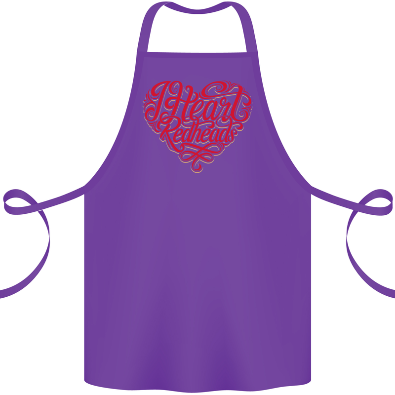 I Heart Red Heads Ginger Hair Funny Cotton Apron 100% Organic Purple