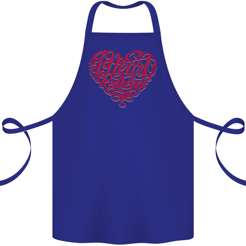 I Heart Red Heads Ginger Hair Funny Cotton Apron 100% Organic Royal Blue