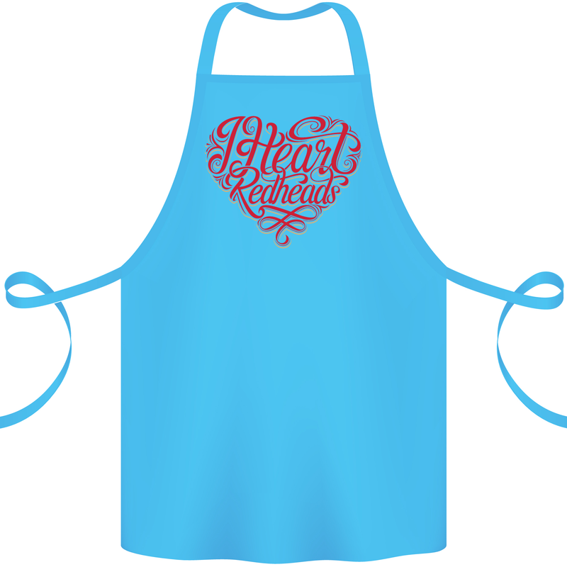 I Heart Red Heads Ginger Hair Funny Cotton Apron 100% Organic Turquoise