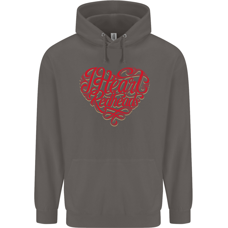 I Heart Red Heads Ginger Hair Funny Mens 80% Cotton Hoodie Charcoal