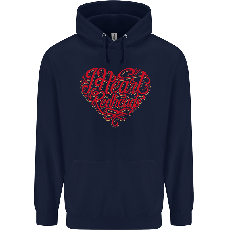 I Heart Red Heads Ginger Hair Funny Mens 80% Cotton Hoodie Navy Blue