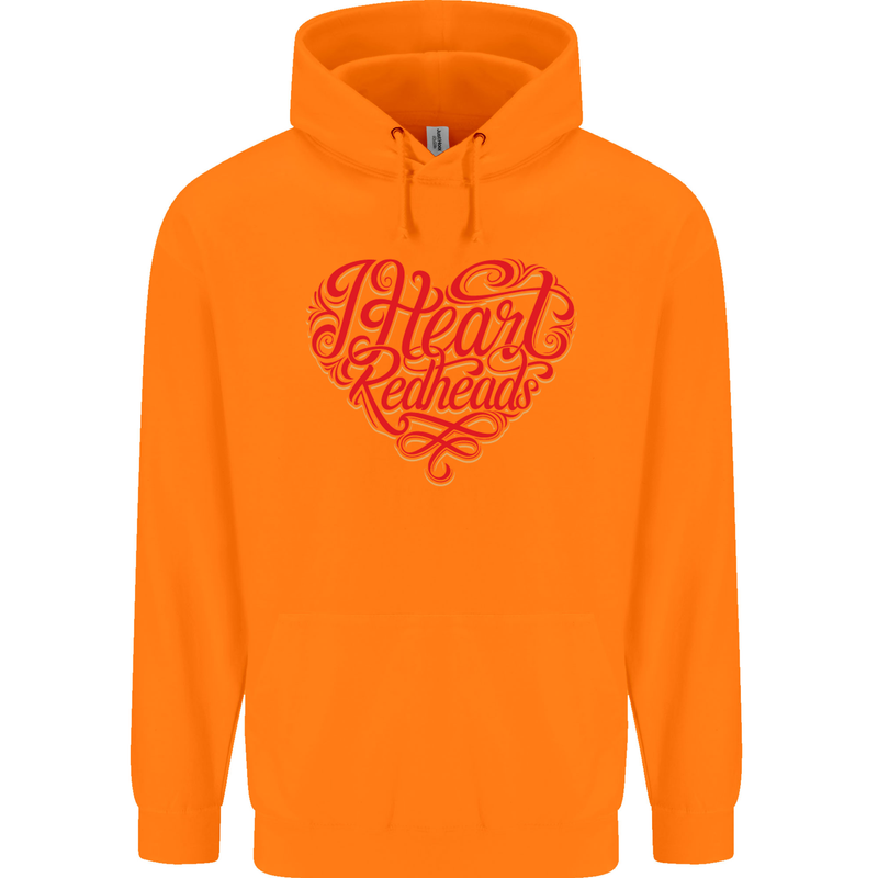 I Heart Red Heads Ginger Hair Funny Mens 80% Cotton Hoodie Orange