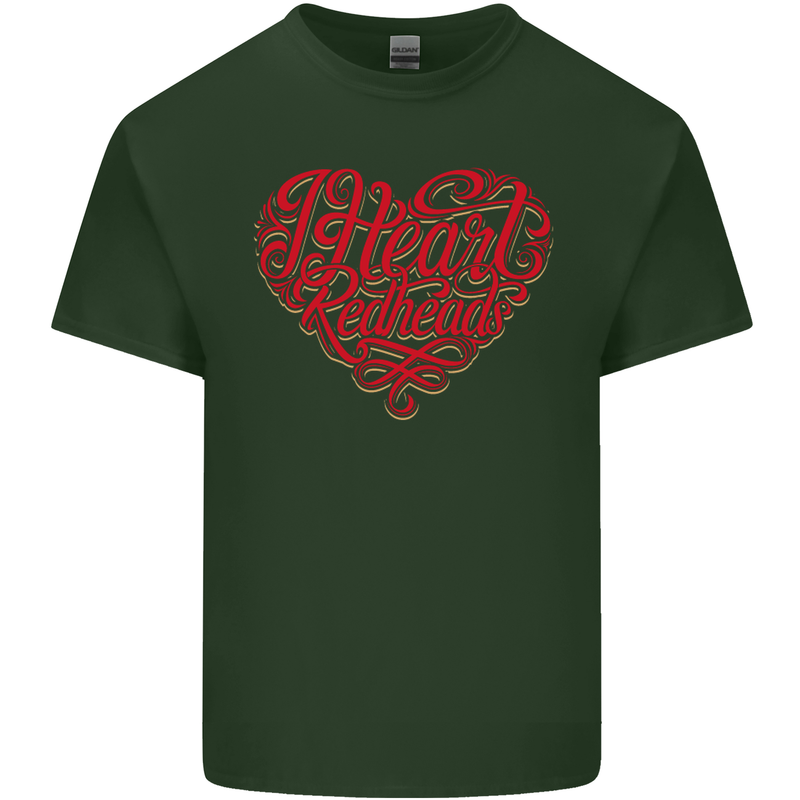 I Heart Red Heads Ginger Hair Funny Mens Cotton T-Shirt Tee Top Forest Green