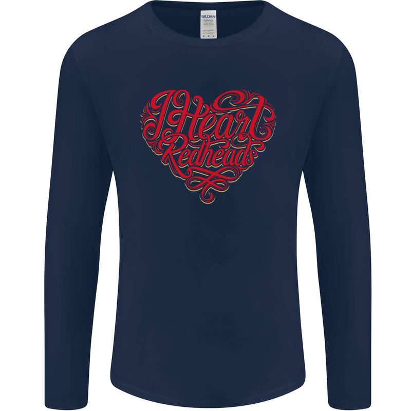 I Heart Red Heads Ginger Hair Funny Mens Long Sleeve T-Shirt Navy Blue