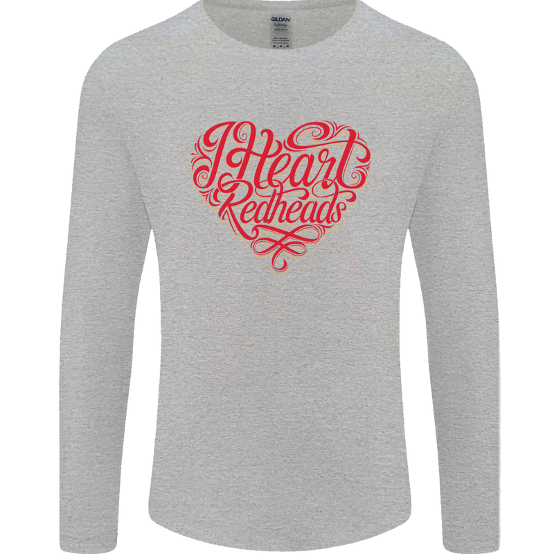 I Heart Red Heads Ginger Hair Funny Mens Long Sleeve T-Shirt Sports Grey