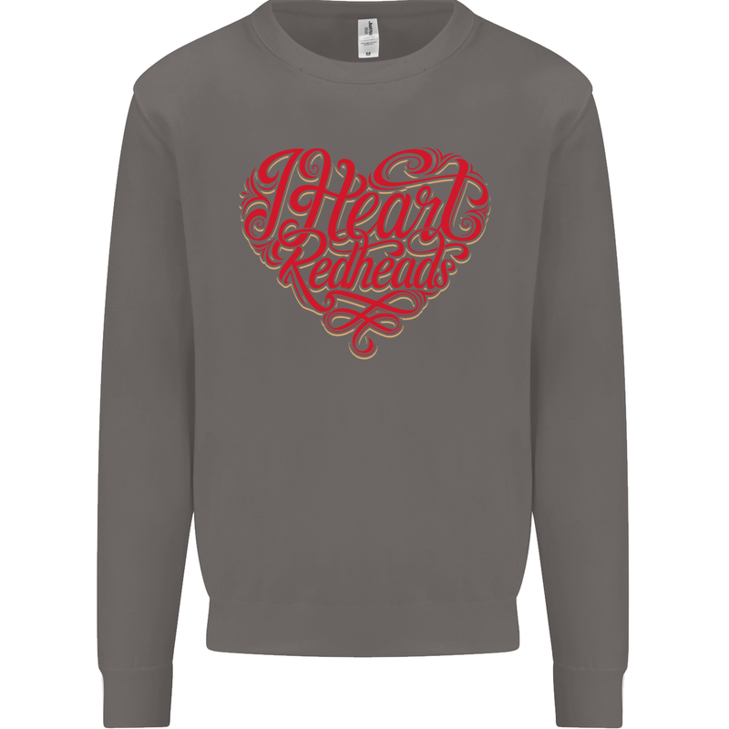 I Heart Red Heads Ginger Hair Funny Mens Sweatshirt Jumper Charcoal