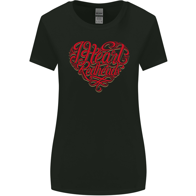 I Heart Red Heads Ginger Hair Funny Womens Wider Cut T-Shirt Black