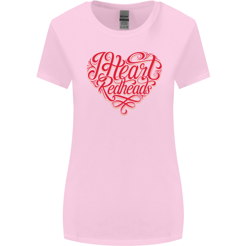 I Heart Red Heads Ginger Hair Funny Womens Wider Cut T-Shirt Light Pink