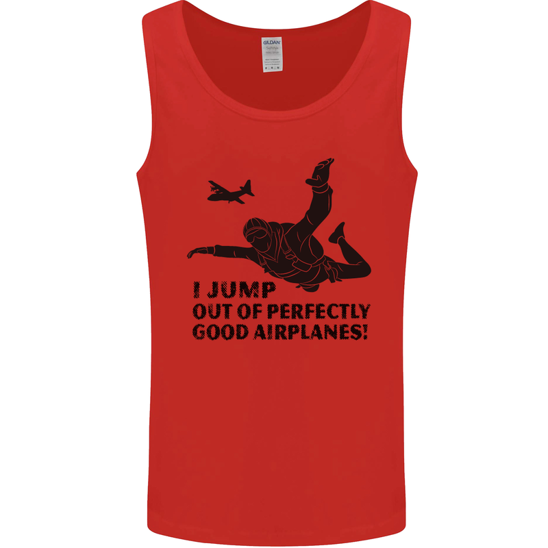 I Jump out of Good Airplanes Para Skydiving Mens Vest Tank Top Red
